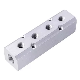   Distribuitor pneumatic aluminiu 2x 1/2" intrare, 4x 1/4" ieșire
