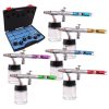 Set Aerograf Profesional Fengda BD-810 cu 6 Pulverizatoare Colorate, Duza 0.35mm