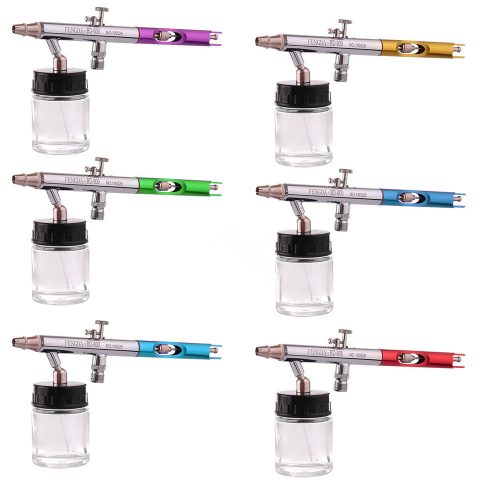 Set Aerograf Profesional Fengda BD-810 cu 6 Pulverizatoare Colorate, Duza 0.35mm