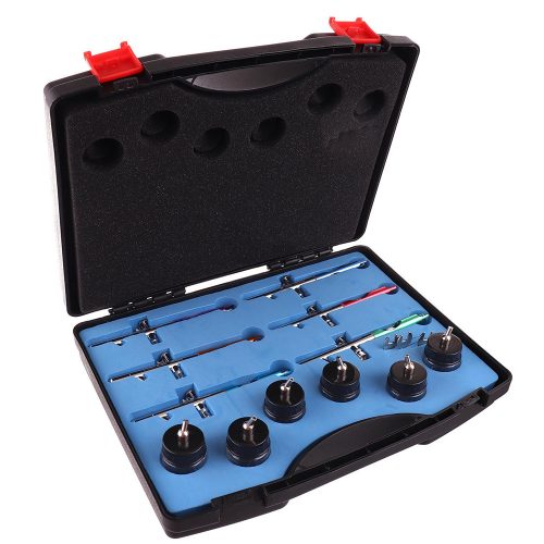 Set Aerograf Profesional Fengda BD-810 cu 6 Pulverizatoare Colorate, Duza 0.35mm