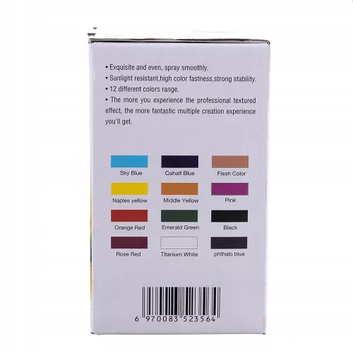 Set Vopsea Acrilică Timbertech pentru Aerograf, 12 Culori x 30ml
