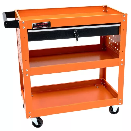 Dulap Atelier Mobil TC Technic cu 3 Rafturi, Sertar și Roți, 150kg