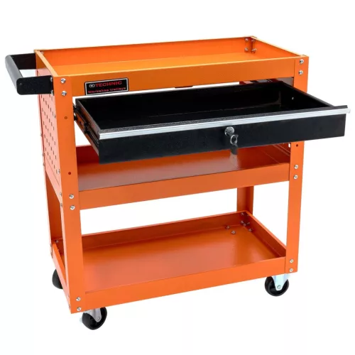 Dulap Atelier Mobil TC Technic cu 3 Rafturi, Sertar și Roți, 150kg