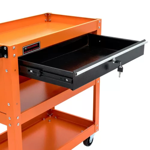 Dulap Atelier Mobil TC Technic cu 3 Rafturi, Sertar și Roți, 150kg