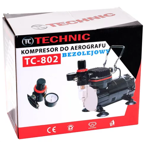 Compresor Aerografic TC Technic AS802, Fără Ulei, Silențios, 23l/min