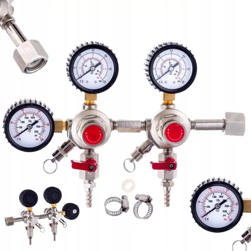 Regulator CO2 Dublă Siguranță, 2 Circuite, Manometre Precizie