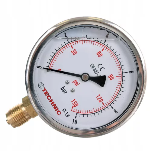 Manometru cu Glicerină 100 mm, 0-25 bar, Conexiune Inferioară 1/2"
