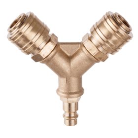   Cuplaj T Pneumatic Profesional Plastic 1/4", 2 Racorduri Rapide Alamă TYP-26