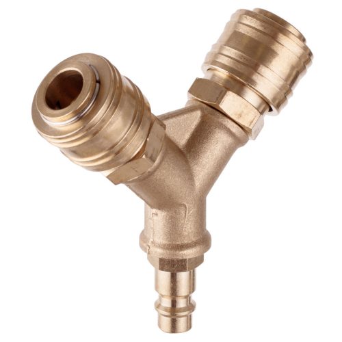 Cuplaj T Pneumatic Profesional Plastic 1/4", 2 Racorduri Rapide Alamă TYP-26