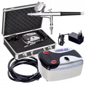   Set Compresor Aerograf HS08-3AC-SKA pentru Modelism și Body Art, 0.2 mm, 1.72 bar