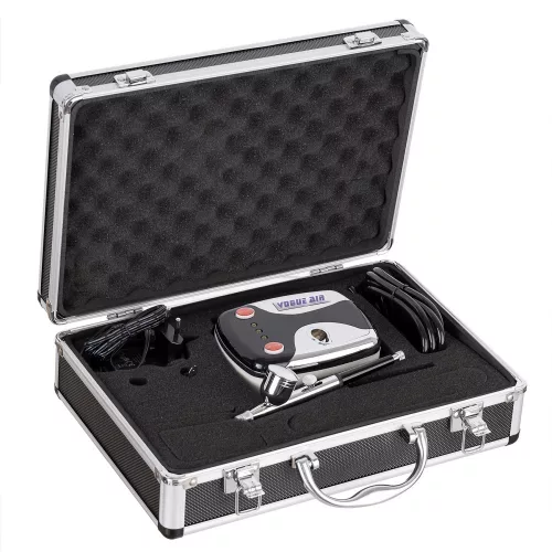 Set Compresor Aerograf HS08-3AC-SKA pentru Modelism și Body Art, 0.2 mm, 1.72 bar