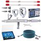 Kit Aerograf Profesional Fengda BD-183K, 3 Duze (0.3, 0.5, 0.8 mm) și Furtun