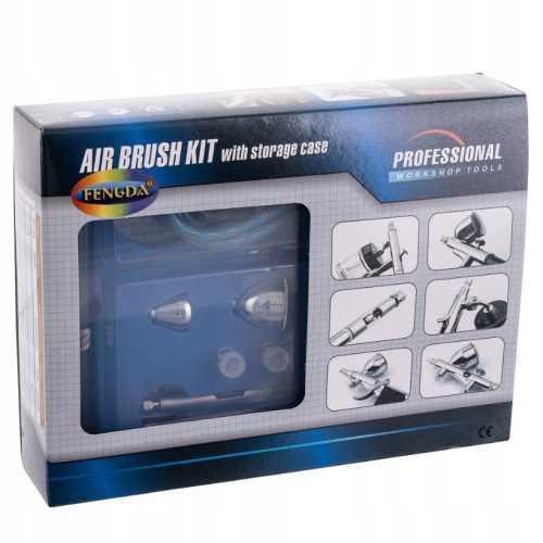 Kit Aerograf Profesional Fengda BD-183K, 3 Duze (0.3, 0.5, 0.8 mm) și Furtun
