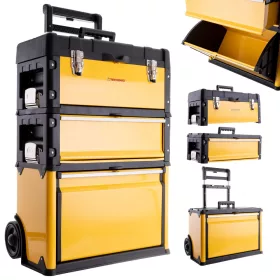   Ladă de Unelte pe Roți, Modulară cu 3 Secțiuni, Oțel și ABS