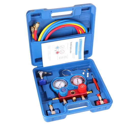 Set Manometre și Încărcare Freon R134a Auto/AC Staționar, Furtun 140cm