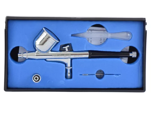 Set Compresor Aerograf AS18-3 și Aerograf BD-130, 1/6 CP, Duză 0.3mm