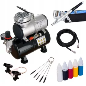   Set Profesional Compresor Aerograf FENGDA AS-186KP cu Rezervor 3L și Aerograf BD-130