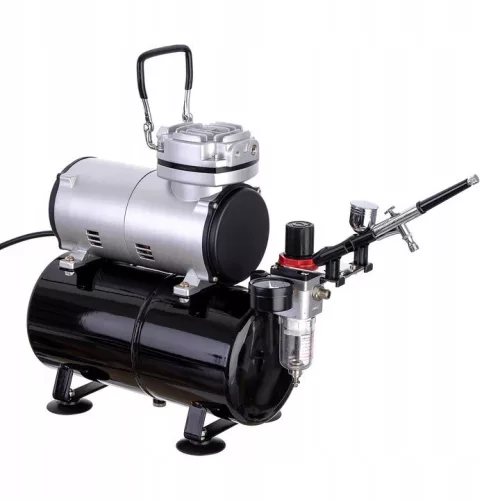 Set Profesional Compresor Aerograf FENGDA AS-186KP cu Rezervor 3L și Aerograf BD-130