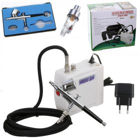   Set Mini Compresor și Aerograf Profesional, Duză 0,2mm, 25 PSI, 230V