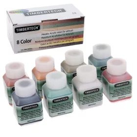   Kit Vopsea Acrilică Metalizată Timbertech pentru Aerograf, 8 Culori x 30ml