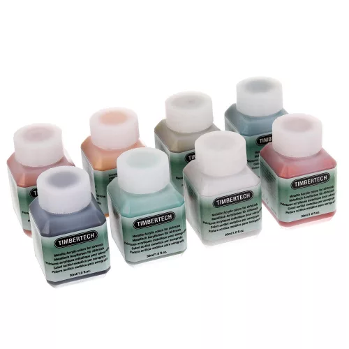 Kit Vopsea Acrilică Metalizată Timbertech pentru Aerograf, 8 Culori x 30ml