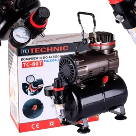   Compresor Aerograf Profesional TC Technic TC-80T, fără ulei, 3 Litri