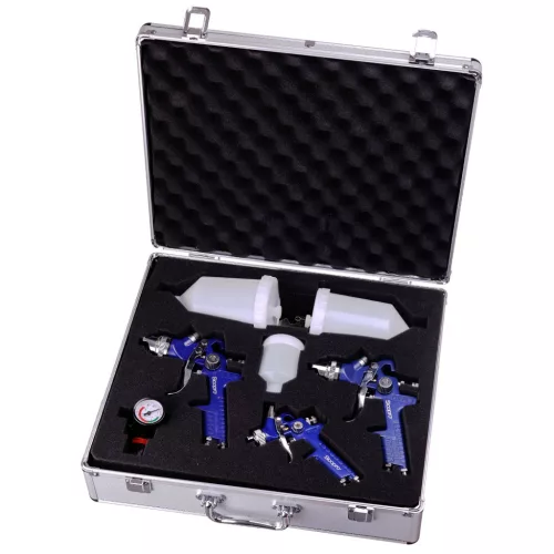Set Pistoale de Vopsit HVLP SICOPRO AL827-2000P, 3 Pistoale, Valiză Aluminiu