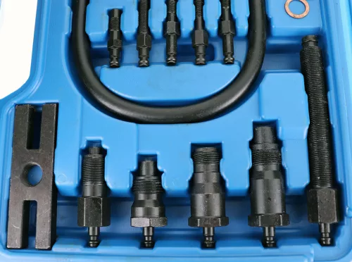 Set Compresor și Manometru Motoare Diesel, 17 Piese, 0-70 Bar, Furtun 450mm