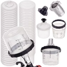   Set 50 Cupe Amestecare Vopsea 200 ml, cu Filtru 125 Micron și Adaptor