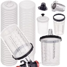   Set Pahare Amestec Vopsea 800ml cu Filtru 125μm și Adaptor, 50 buc