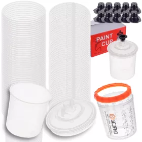   Set 50 Pahare Amestec Vopsea de Unică Folosință, 650 ml cu Filtre 125 μm