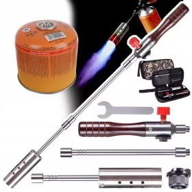   Set arzător cu gaz detașabil, mâner din lemn, cu cartuș EliCo 300g