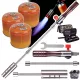 Gătar pe gaz cu mâner de lemn, 3 rezerve gaz EliCo 300g, conexiune 7/16"