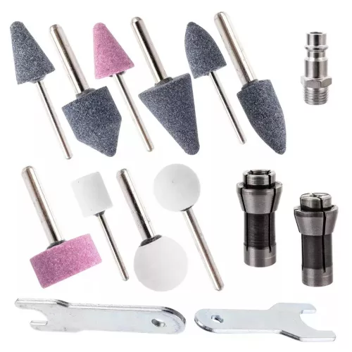 Set Polizor Pneumatic Drept cu Accesorii, 6/3 mm