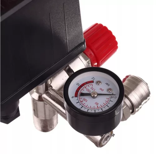 Reductor de Presiune Compresor 230V PL-230 cu Comutator și Manometre PSI/BAR