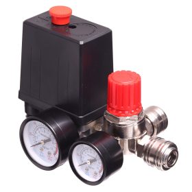   Comutator presiune compresor, manometru dublu, conector rapid, 230V