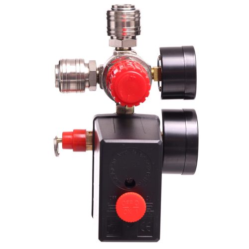 Comutator presiune compresor, manometru dublu, conector rapid, 230V