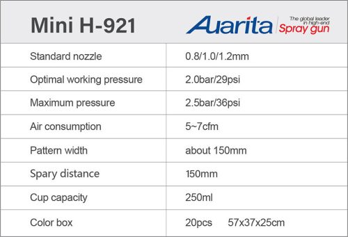 Pistol pulverizare AUARITA H-921 HVLP mini, duză 0.5 mm