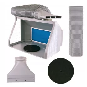   Cabină de Pictură Portabilă cu Iluminare LED, Ventilator Dublu și Platformă Rotativă