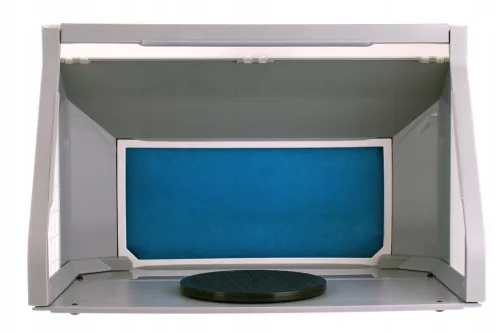 Cabină de Pictură Portabilă cu Iluminare LED, Ventilator Dublu și Platformă Rotativă