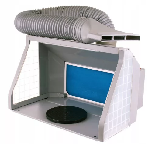 Cabină de Pictură Portabilă cu Iluminare LED, Ventilator Dublu și Platformă Rotativă