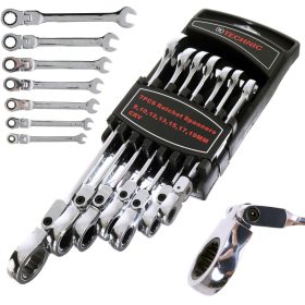   Set chei inelare cu cliquet articulate, 7 piese, 8-19 mm, Cr-V