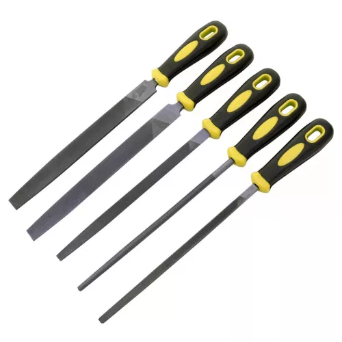 Set 5 Pile Manuale pentru Metale 200mm, Mâner Antialunecare