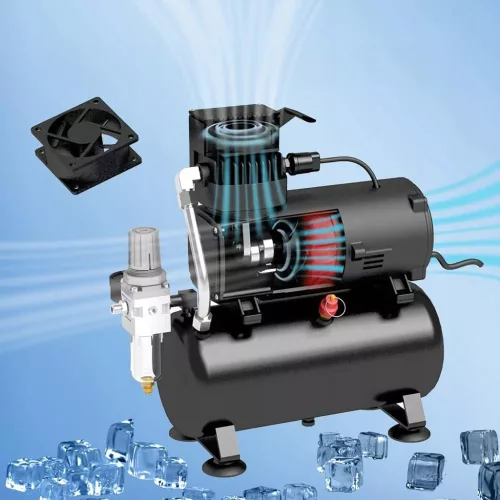 Compresor Aerograf FENGDA AG-426 cu rezervor 3L și 2 ventilatoare