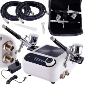   Compresor aerograf HS-A9K dublu piston cu 2 pistoale și reglaj presiune