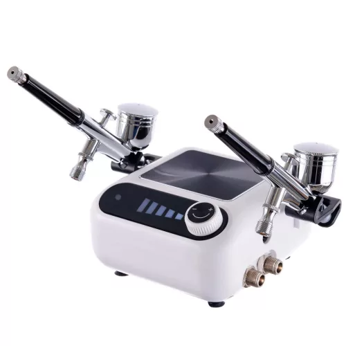 Compresor aerograf HS-A9K dublu piston cu 2 pistoale și reglaj presiune