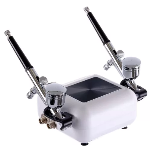 Compresor aerograf HS-A9K dublu piston cu 2 pistoale și reglaj presiune