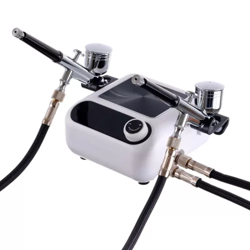 Compresor aerograf HS-A9K dublu piston cu 2 pistoale și reglaj presiune