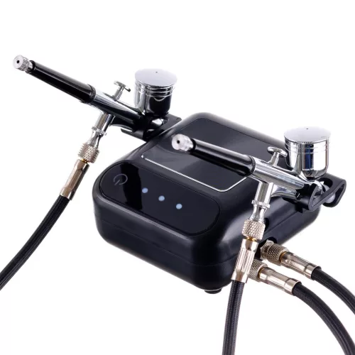 Compresor Aerograf HS-A10K cu Două Pistoale și Oprire Automată