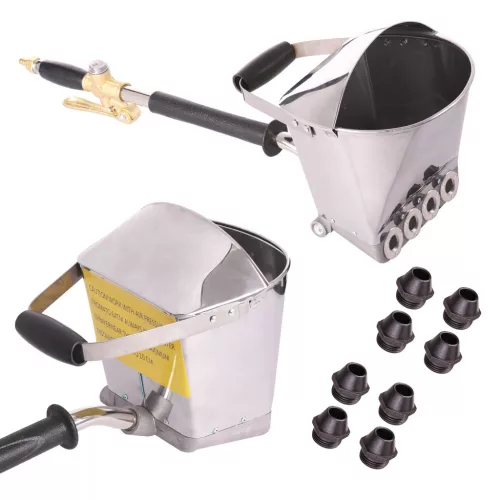 Pistol Pneumatic Tencuială cu 8 Duze, Găleată 4L, Presiune 6-9 Bar